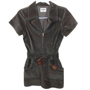 Show Me Your MuMu Outlaw Mini Dress Corduroy Green with Western Belt Size Small